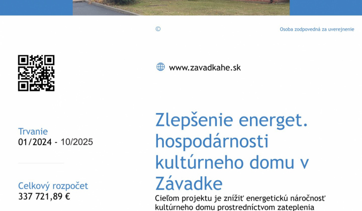Fotka - Zlepšenie energet. hospodárnosti kultúrneho domu v Závadke